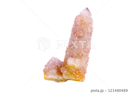 macro stone mineral cactus quartz amethyst on a white background 121480489