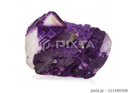 macro stone mineral fluorite on a white background macro stone mineral fluorite on a white background 121480506