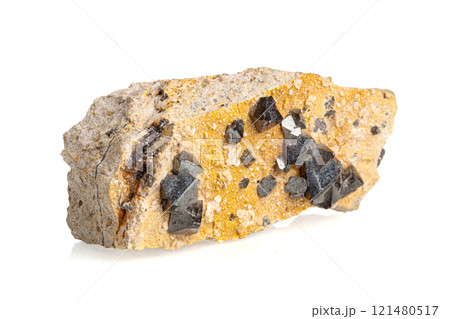 Macro Magnetite mineral stone on a white background Macro Magnetite mineral stone on a white background 121480517