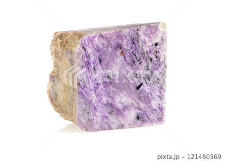 macro stone mineral charoite on a white background macro stone mineral charoite on a white background 121480569
