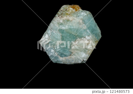 macro mineral stone aquamarine on a black background 121480573