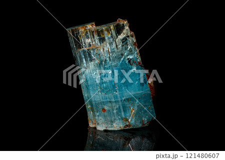 macro mineral stone aquamarine on a black background macro mineral stone aquamarine on a black background 121480607