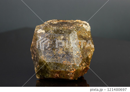 macro mineral stone Andradite on a black background macro mineral stone Andradite on a black background 121480697