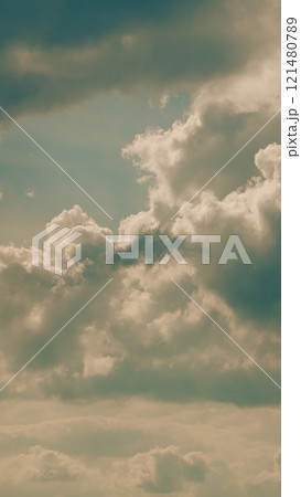 Airy Snow-White Clouds Move. Climate And Weather. Beautiful Background Sunny Cloudy Blue Skyscraper. Vertical Time Lapse. Airy Snow-White Clouds Move. Climate And Weather. Beautiful Background Sunny Cloudy Blue Skyscraper. Vertical Time Lapse. 121480789