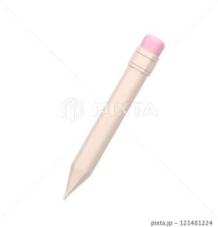 Icon of a pen with an eraser on a white background. 3d illustration. 121481224