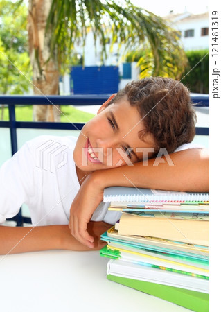 boy student teenager happy thinking with books boy student teenager happy thinking with books 121481319