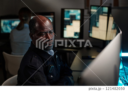 Looking at desktop computer screen Looking at desktop computer screen 121482030