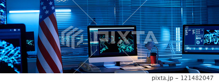 Flag and workplace of military officer 121482047