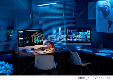 Two desktop computers with graphic data 121482078