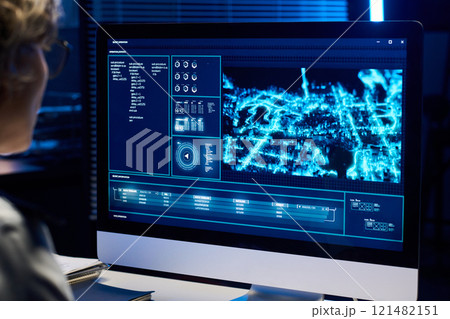 Desktop computer with army location data 121482151