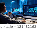 Operator working with graphic data 121482162