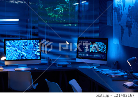 Computer screens with location data 121482167