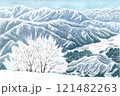 冬の八海山から　雪に覆われた魚沼の山並み 121482263