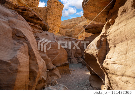 Beautiful labyrinths in the gorge of the red canyon in Eilat, israel Beautiful labyrinths in the gorge of the red canyon in Eilat, israel 121482369