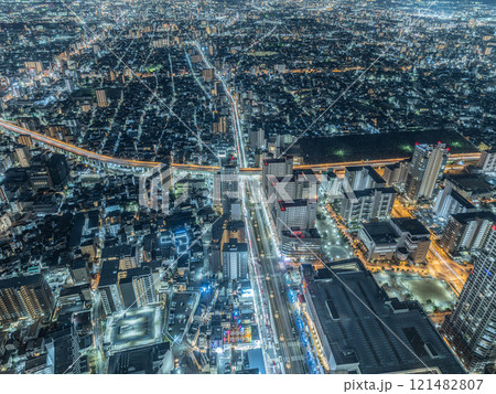 あべのハルカスの展望台から見る大阪市の夜景 121482807
