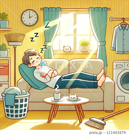 昼寝する人のイラスト 121483879