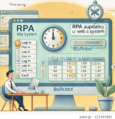 RPAで業務効率化を表現したイラスト 121483882