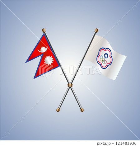 Nepal and China Taipei flags. Vector Illustration 121483936