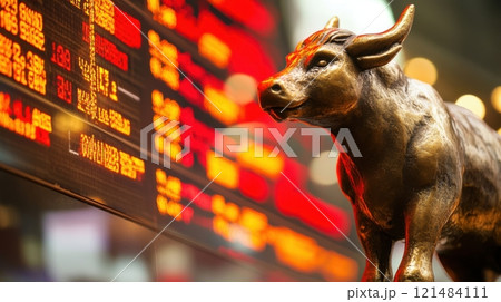 The bull statue is a symbol of strength and power The bull statue is a symbol of strength and power 121484111