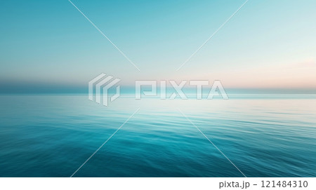 Serene Blue Ocean Horizon Under Clear Sky Serene Blue Ocean Horizon Under Clear Sky 121484310