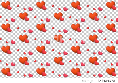 A pattern background of scattered rounded three-dimensional wooden red hearts A pattern background of scattered rounded three-dimensional wooden red hearts 121484378