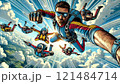スカイダイビングする人々 121484714