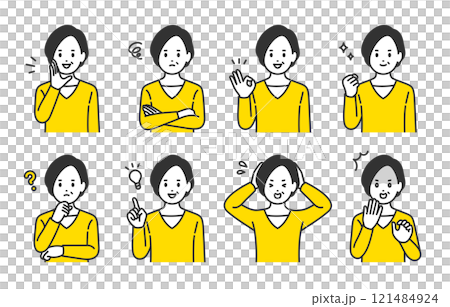 一組表情各異、姿勢各異的中年婦女【人物向量圖素材】 一組表情各異、姿勢各異的中年婦女【人物向量圖素材】 121484924