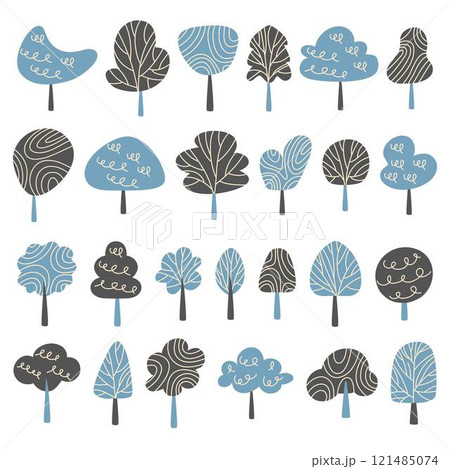 Flat style type of trees collection 121485074