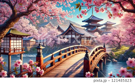桜に彩られた清水寺の塔 121485823