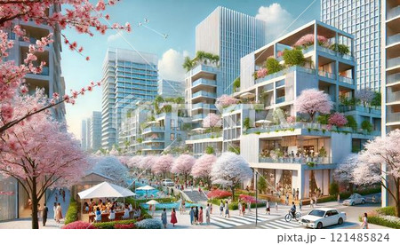桜が満開に咲く港の見える丘公園 121485824