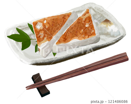 はんぺん（焼き色）皿、箸付き 121486086
