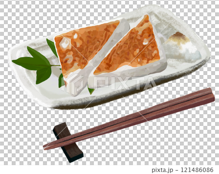 はんぺん（焼き色）皿、箸付き 121486086