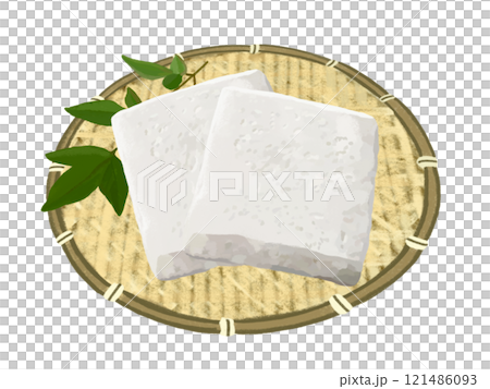 Square fish cake with nanten leaves 121486093