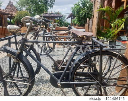 parked bicycle on the street parked bicycle on the street 121486143
