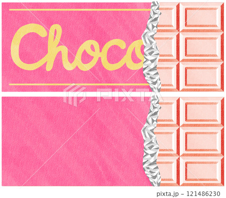 ストロベリーチョコレート　かわいいイチゴ味の板チョコのイラスト 121486230