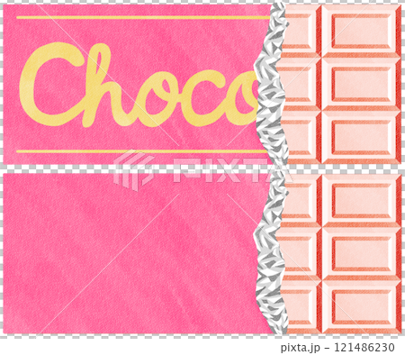 ストロベリーチョコレート　かわいいイチゴ味の板チョコのイラスト 121486230