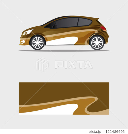 wrapping car decal flame brown design vector 121486693