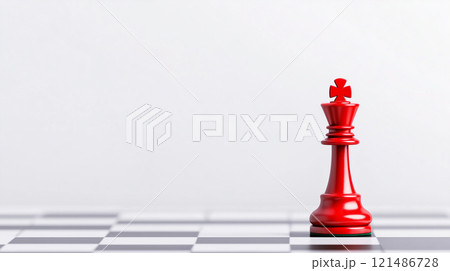 red chess board with white pawn 121486728