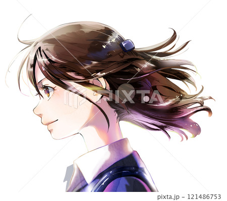 横顔の社会人女性イラスト人物単体（頭頂部まであり）、左向き、無季、背景なし, 121486753