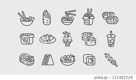 Japanese food icons Set 121487229