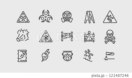 Safety and Warning Icons Set 121487246