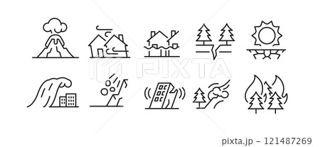 Disasters icons set 121487269