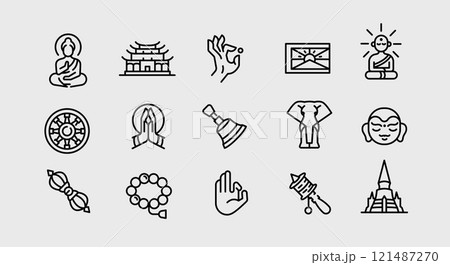 Buddhism Icons Set 121487270