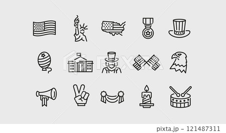 American Independence Day Icon Set American Independence Day Icon Set 121487311