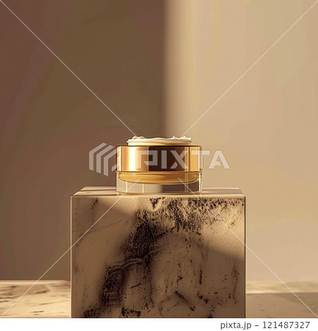 Cosmetic cream in a glass jar. Skin care concept. Background for beauty products Cosmetic cream in a glass jar. Skin care concept. Background for beauty products 121487327