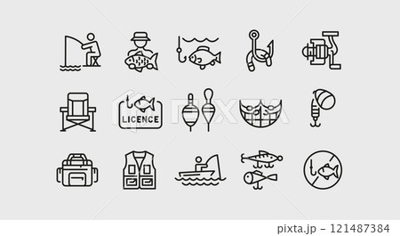 Fishing Icons Set Fishing Icons Set 121487384