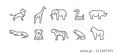 Exotic Animal Icons Set 121487445