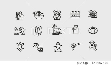 Farm Icons Set 121487570