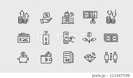 Finance and Investment Icon Set 121487599