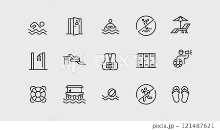 Swimming Pool Icon Set Swimming Pool Icon Set 121487621
